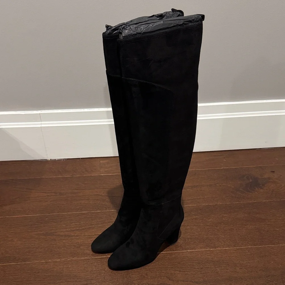 NWOT DKNY Black Suede Sloane Over the Knee Women's Boots Size 9